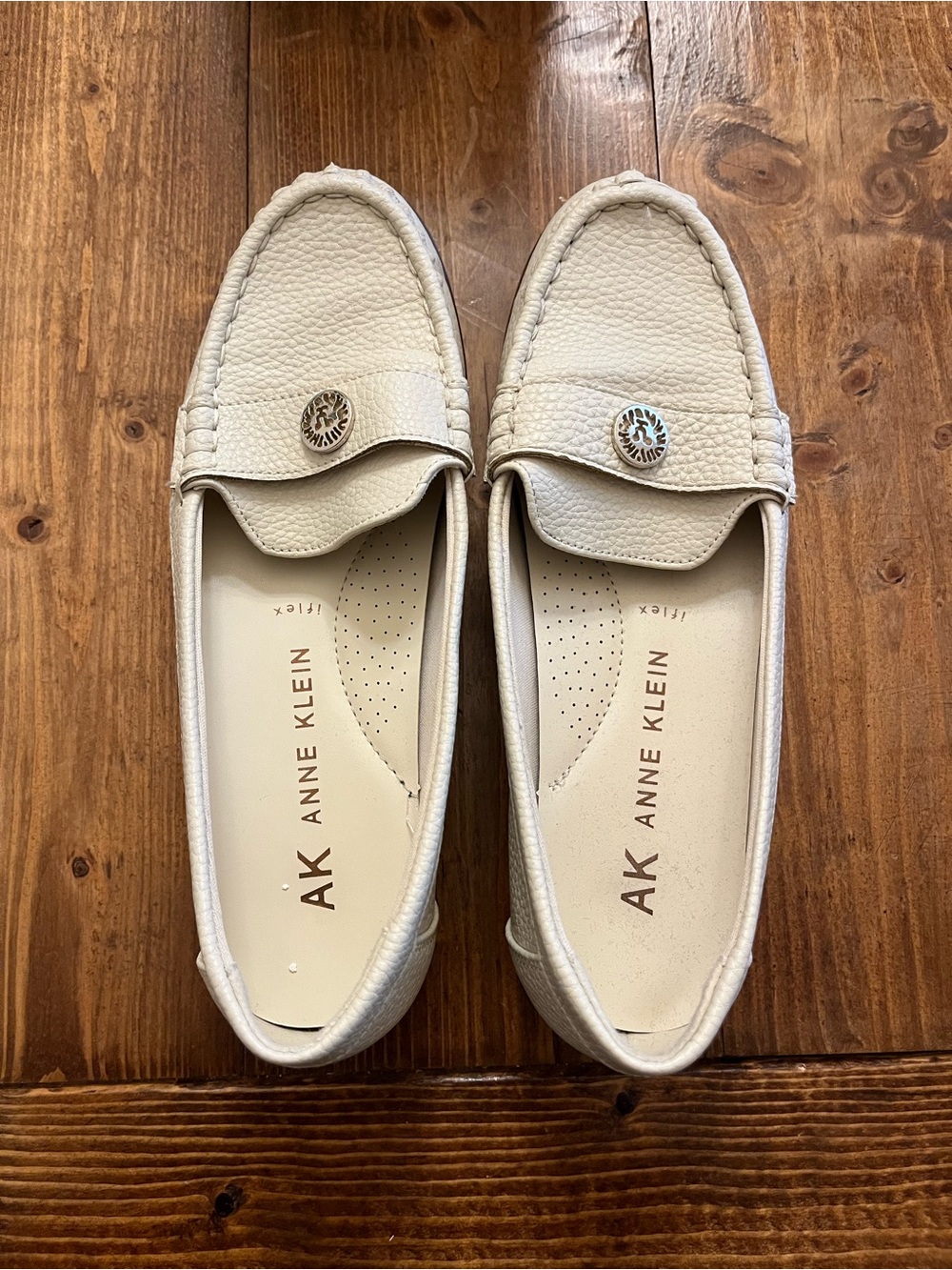 Anne Klein iflex white leather loafers